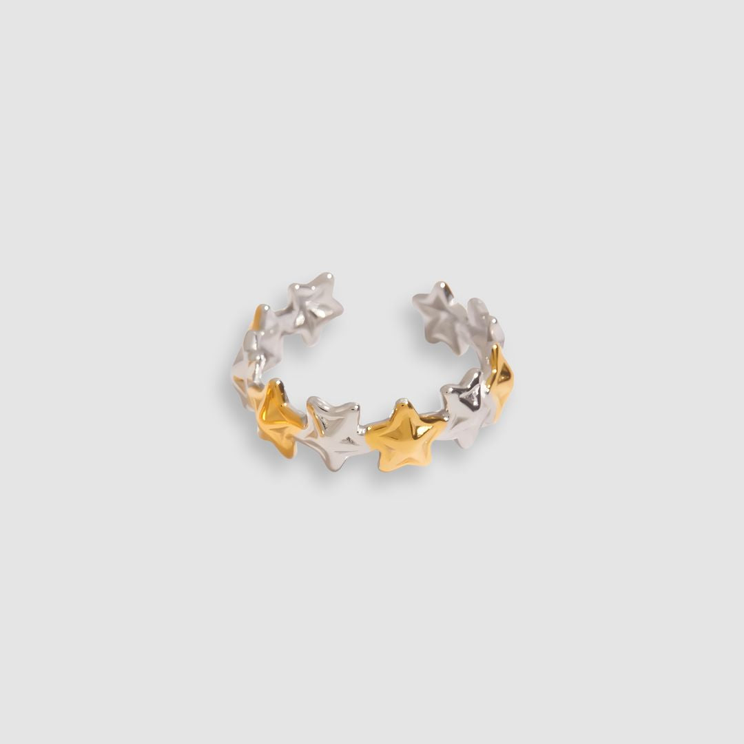 Anillo ajustable de estrellas bañado oro 18k Estrella Dorado