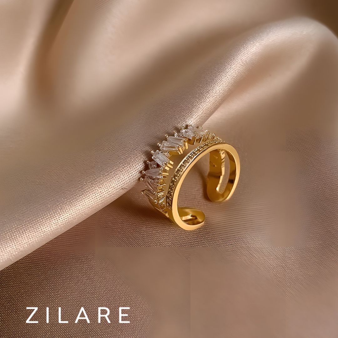 Anillo con Brillantes en Diseño Abierto Bañado en Oro Noa