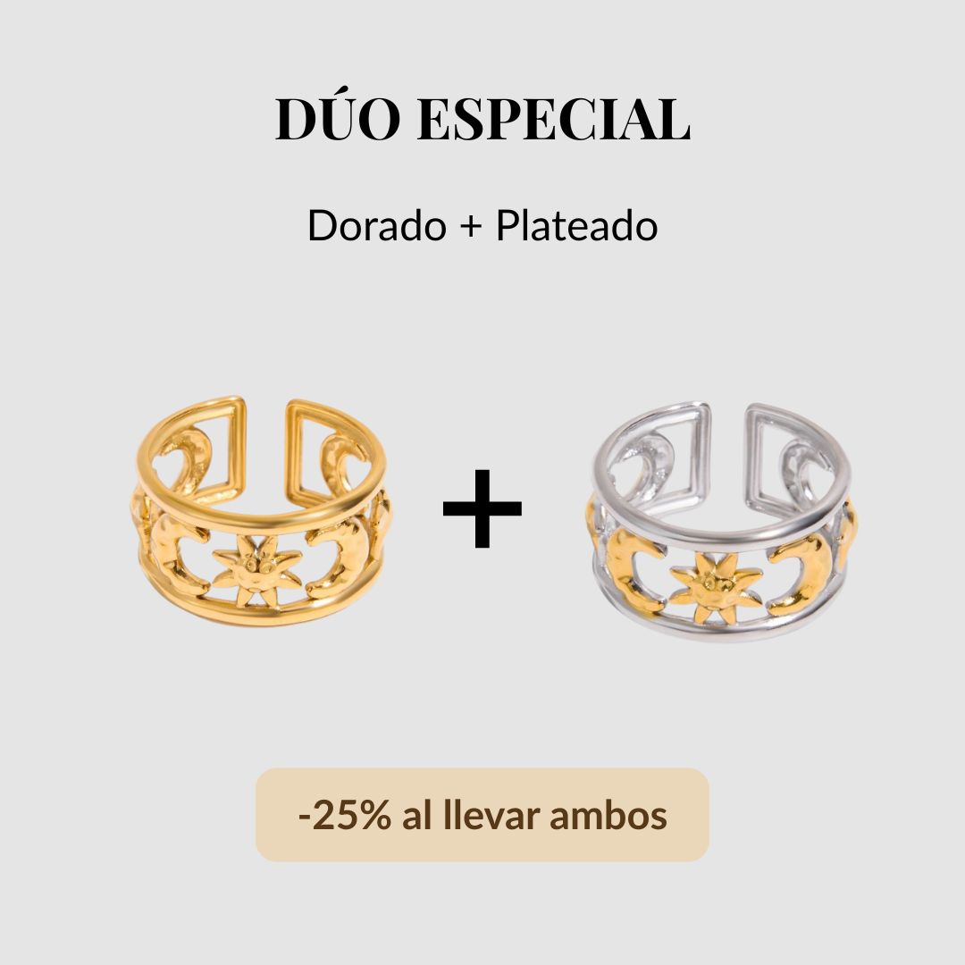 Anillo delicado baño de oro 18k con diseño celestial Marisol