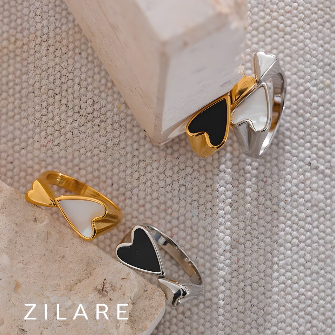 Anillo con diseño de corazón bañado en oro 18k Nubia