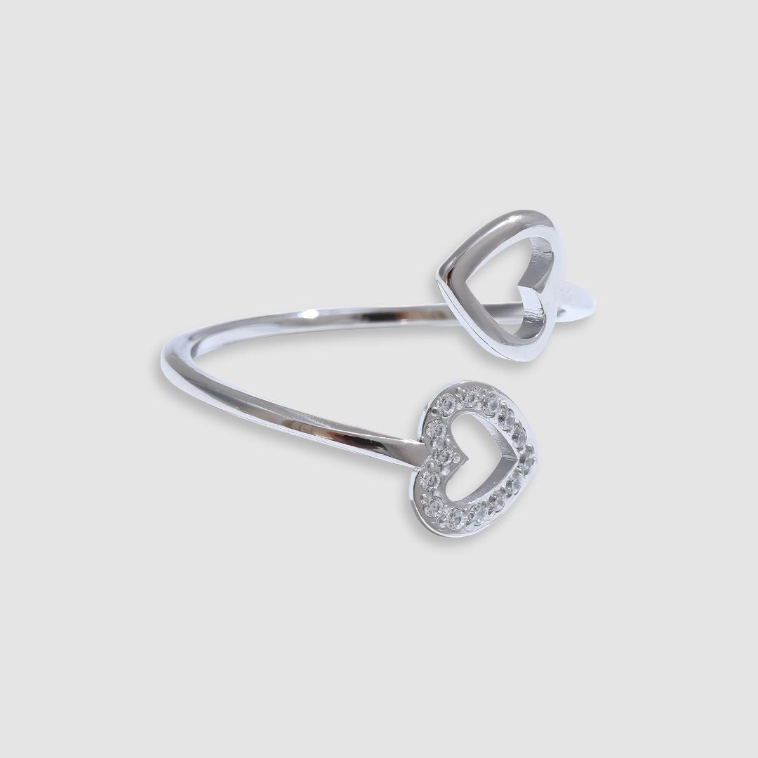 Anillo dorado ajustable con corazones y circonias Eliette