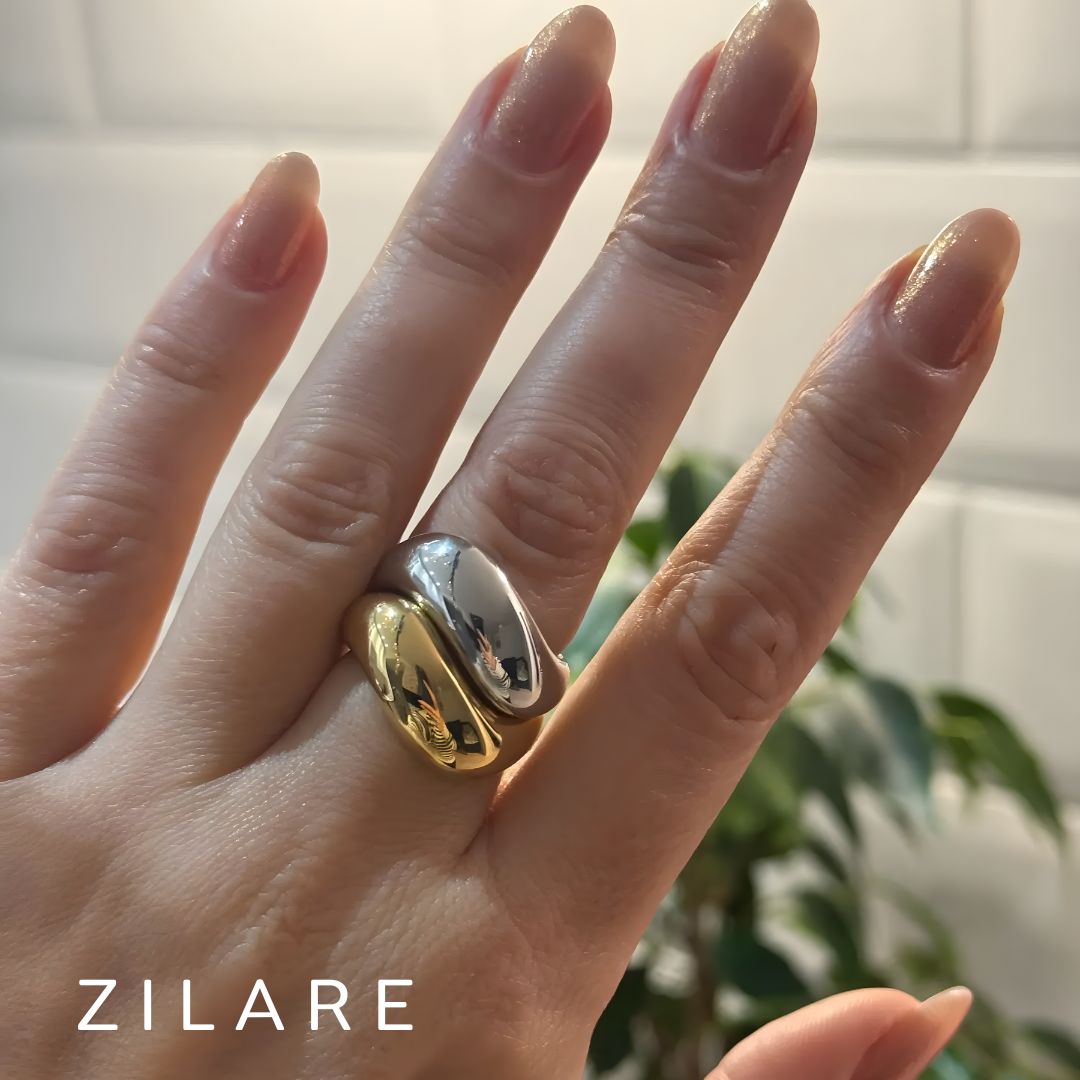 Anillo moderno dorado bañado en oro 18k para mujer Celeste