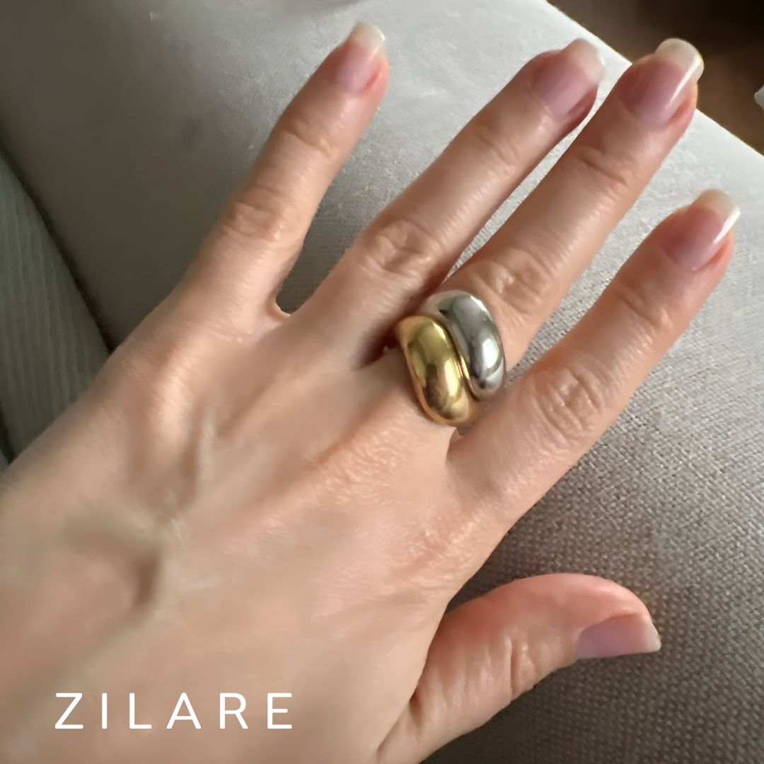 Anillo moderno dorado bañado en oro 18k para mujer Celeste