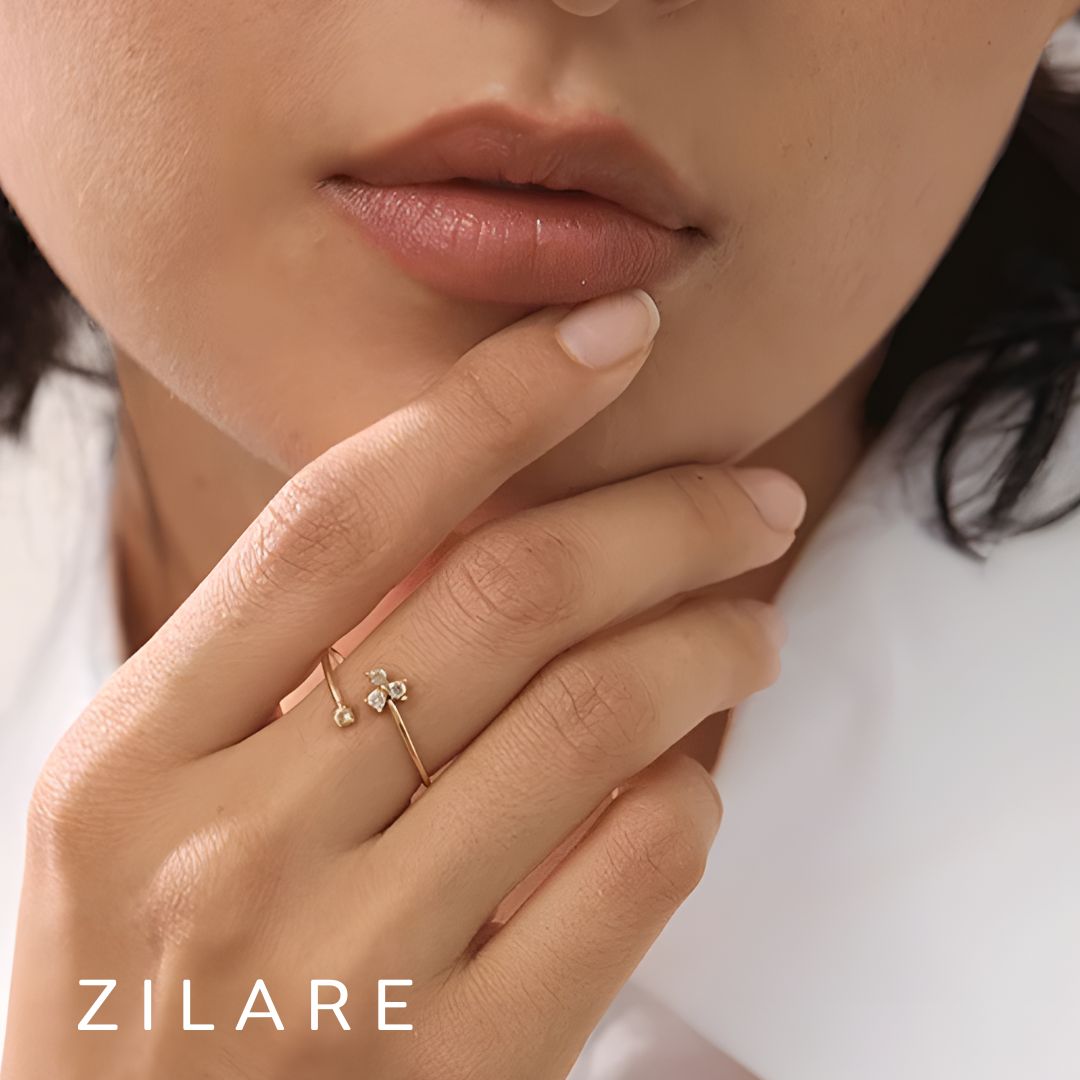 Anillo dorado moderno y delicado bañado en oro 18k Nicolle