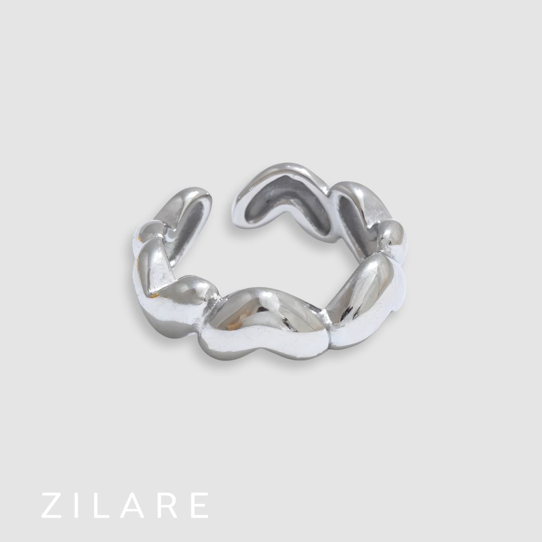 Anillo dorado con corazones ajustable bañado oro 18k Noelia