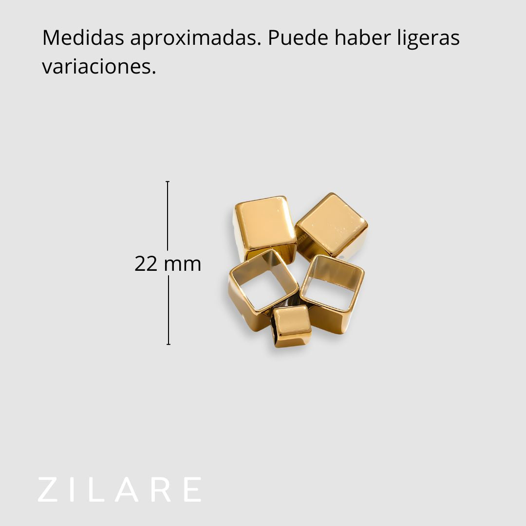 Aretes dorados bañado oro 18k diseño geométrico moderno Janá