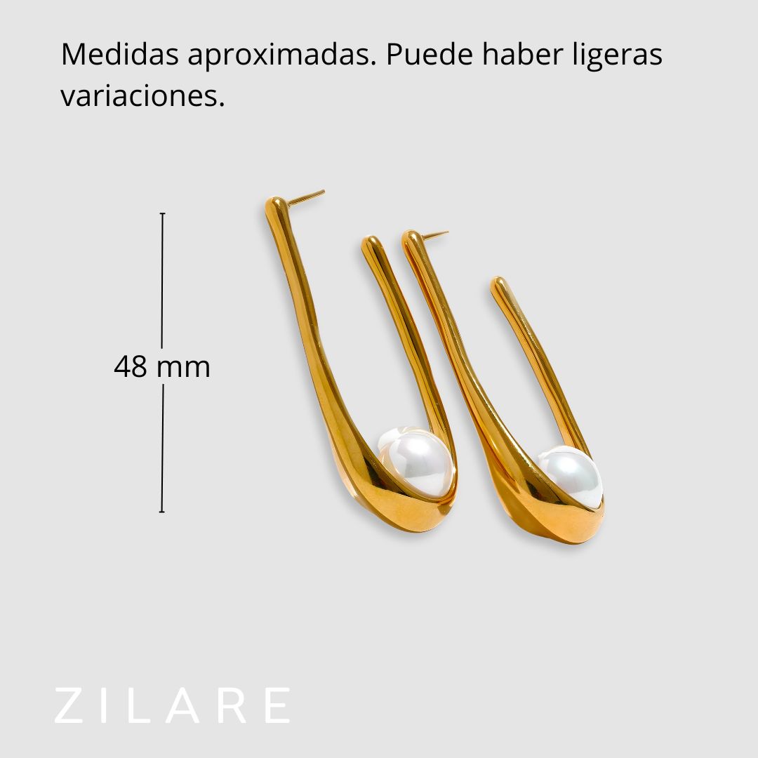 Aretes dorados bañados en oro 18k elegante con piedra Julia