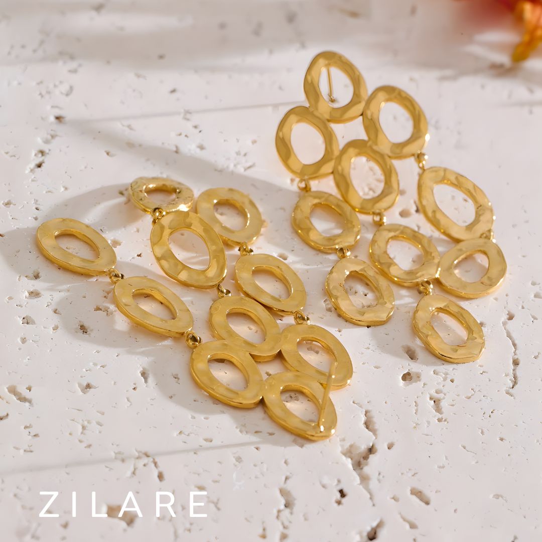 Aretes dorados bañados oro 18k llamativos y elegantes Carmen