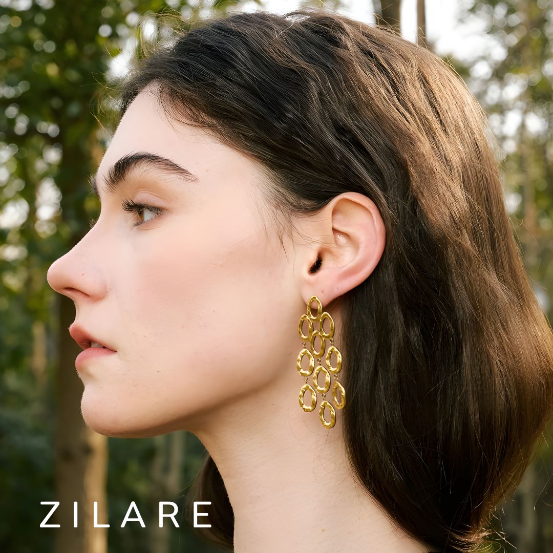 Aretes dorados bañados oro 18k llamativos y elegantes Carmen