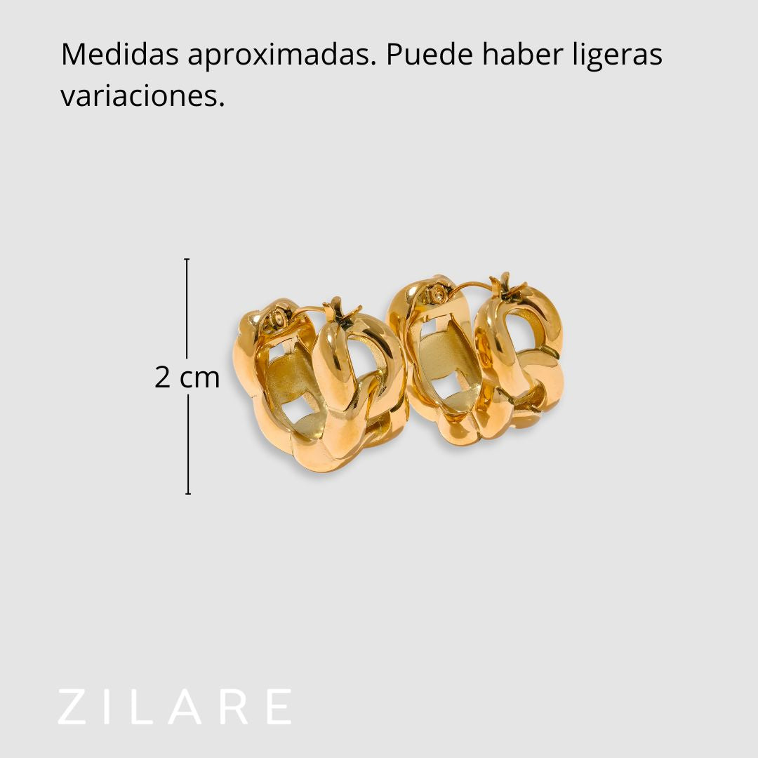 Aretes Dorados de Estilo Cadena Moderna Bañado en Oro Eva