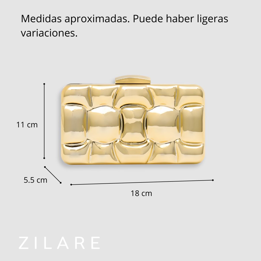 Bolsa de mano para mujer dorada con diseño texturizado Zyra