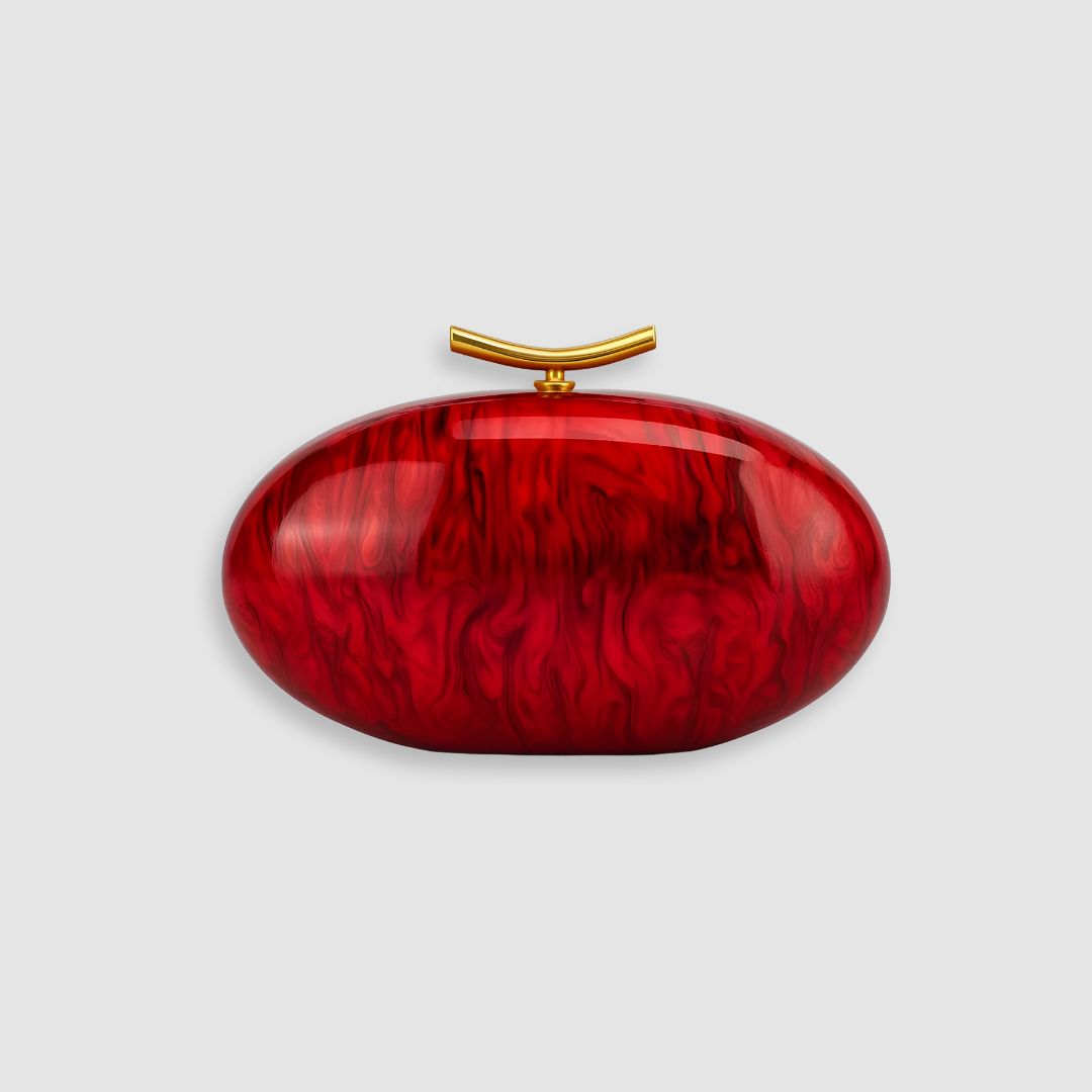 Bolsa de mano marfil nacarado con cierre dorado Marbella