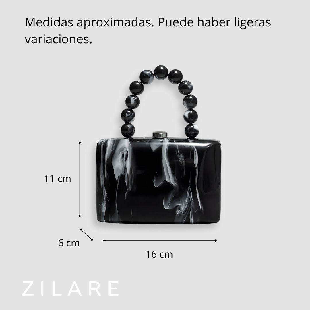 Bolsa de mano negro mujer con cadena y asa de esferas Samara