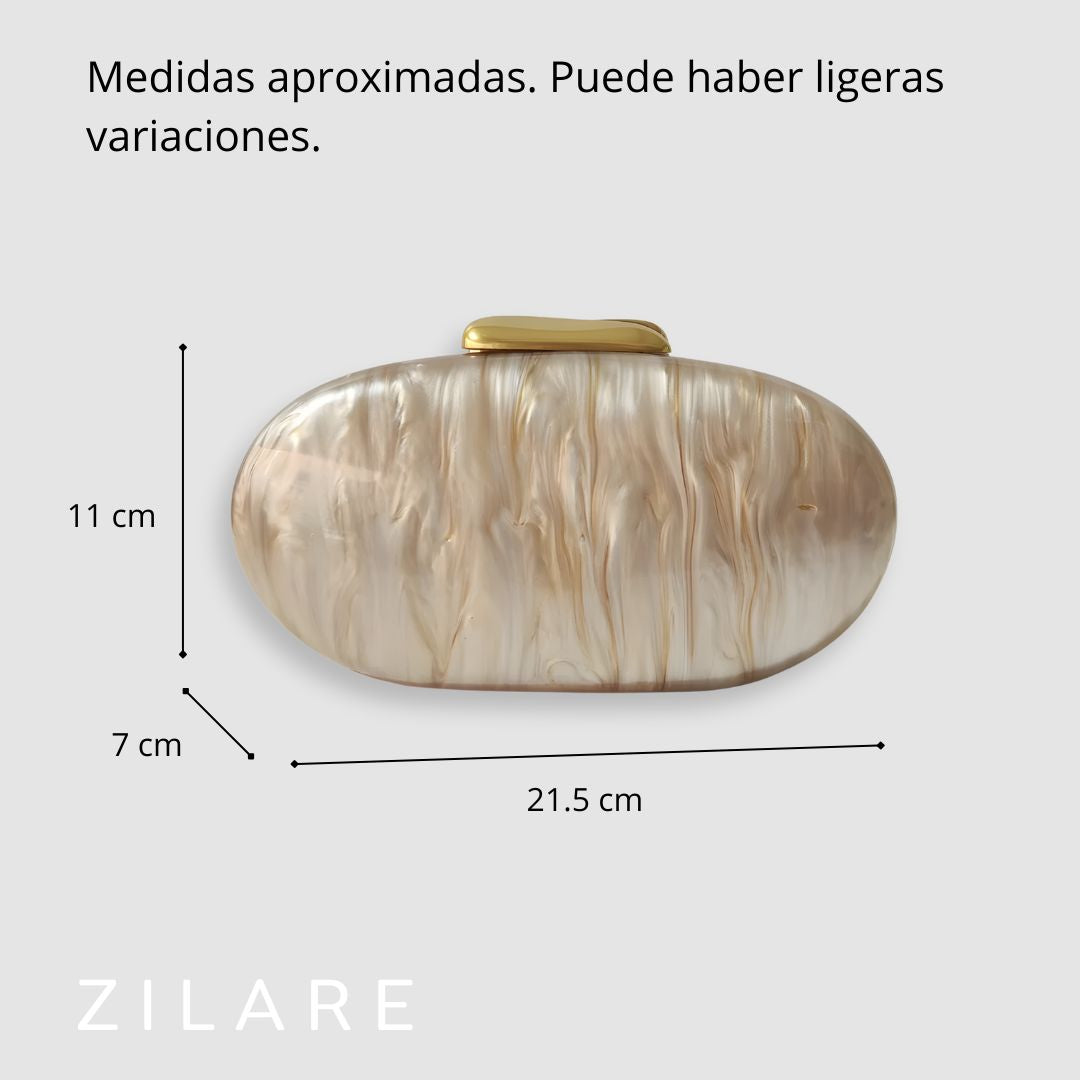 Bolsa de mano para mujer champagne diseño marmoleado Helena