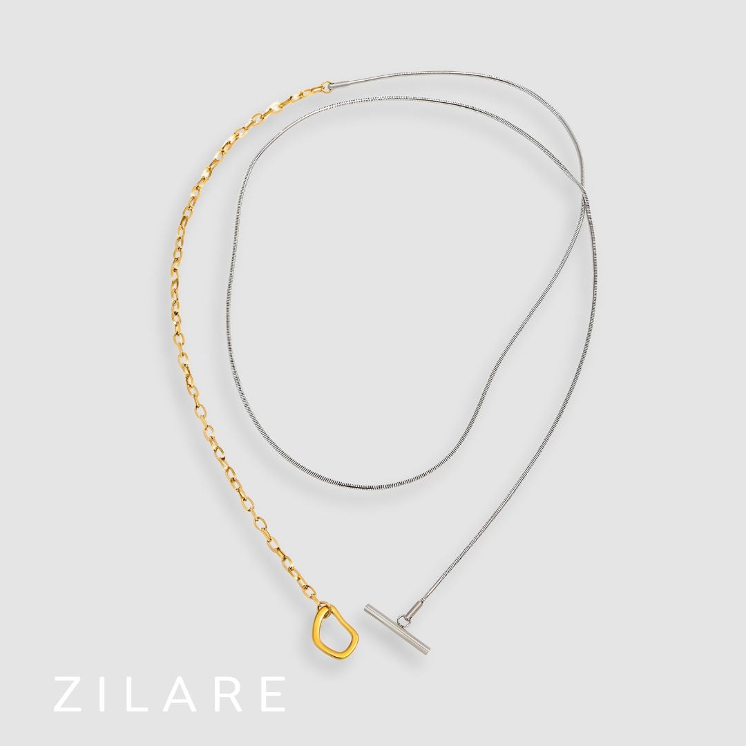 Collar bicolor bañado en oro 18k elegante y chic Paola