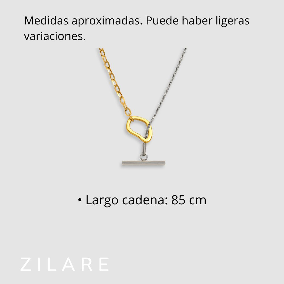 Collar bicolor bañado en oro 18k elegante y chic Paola