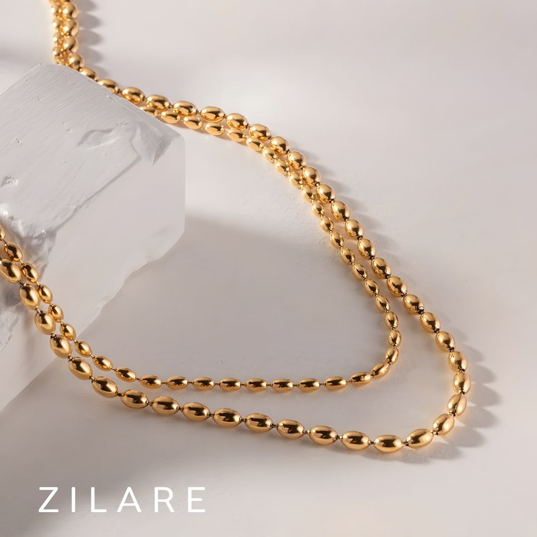 Collar doble baño oro 18k con eslabones redondeados Alondra