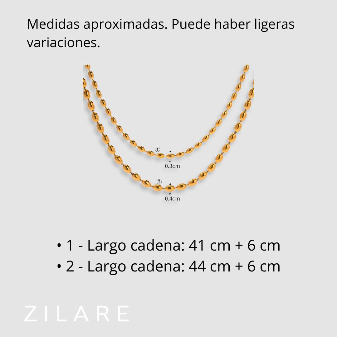 Collar doble baño oro 18k con eslabones redondeados Alondra