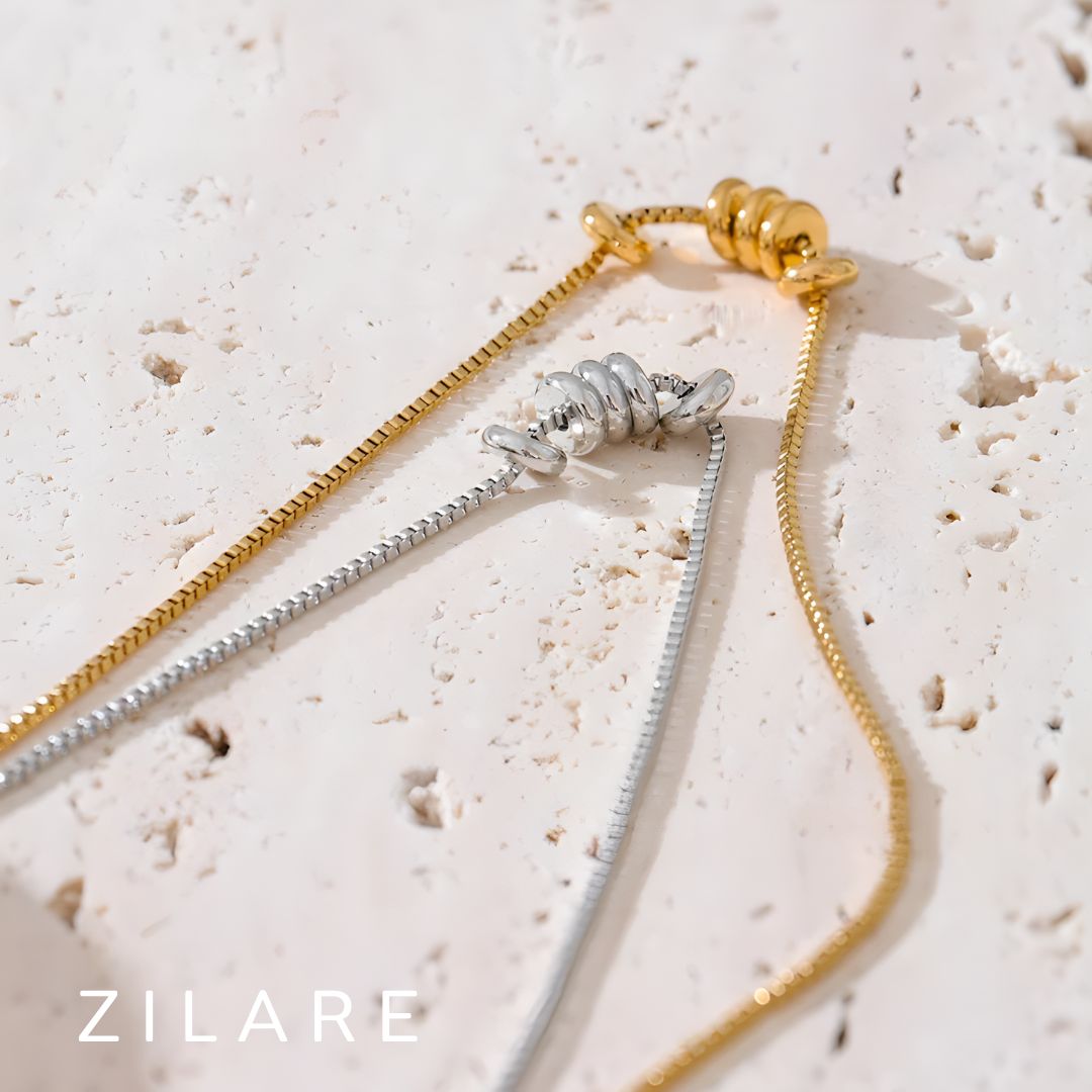 Collar dorado bañado en oro 18k con delicadas argollas Vera