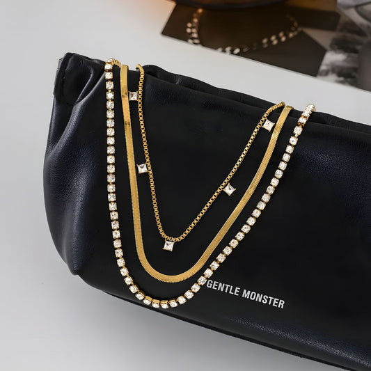 Collar triple baño de oro 18k con diseño luminoso Ailén