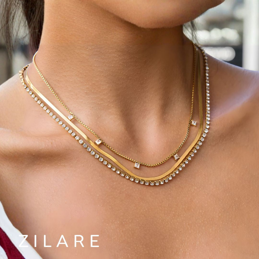 Collar triple baño de oro 18k con diseño luminoso Ailén