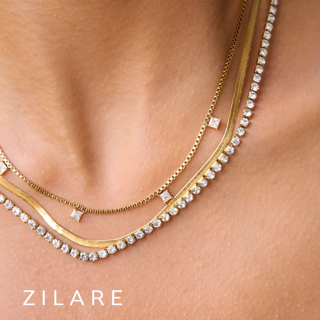 Collar triple baño de oro 18k con diseño luminoso Ailén