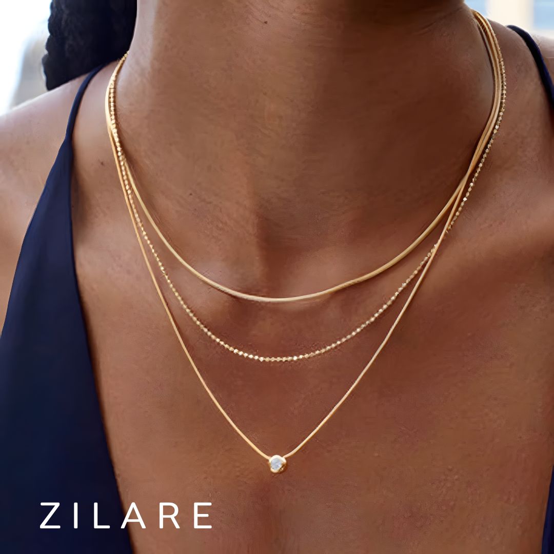 Collar delicado baño de oro 18k con tres cadenas Celina