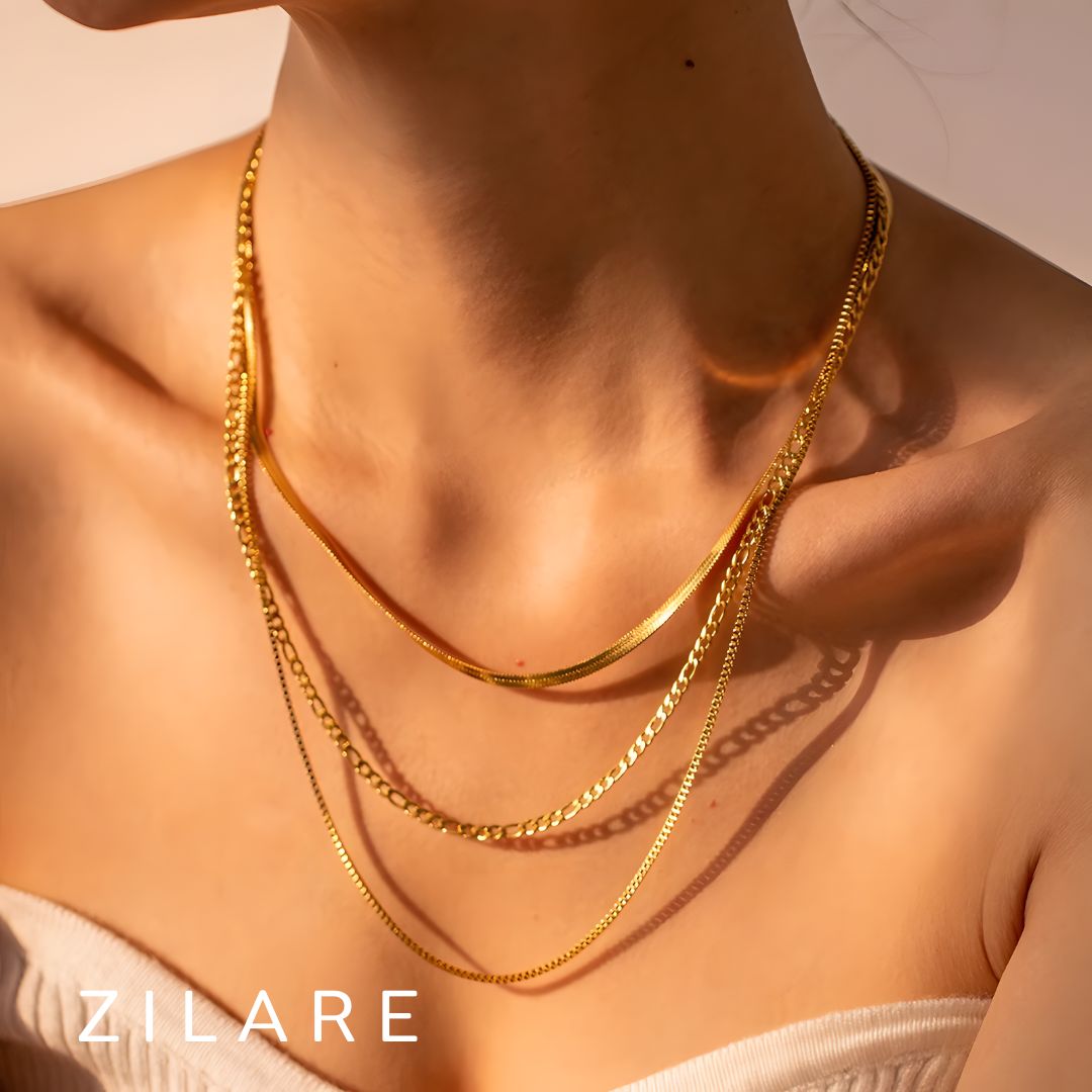Collar delicado baño de oro 18k con tres cadenas Yaritza