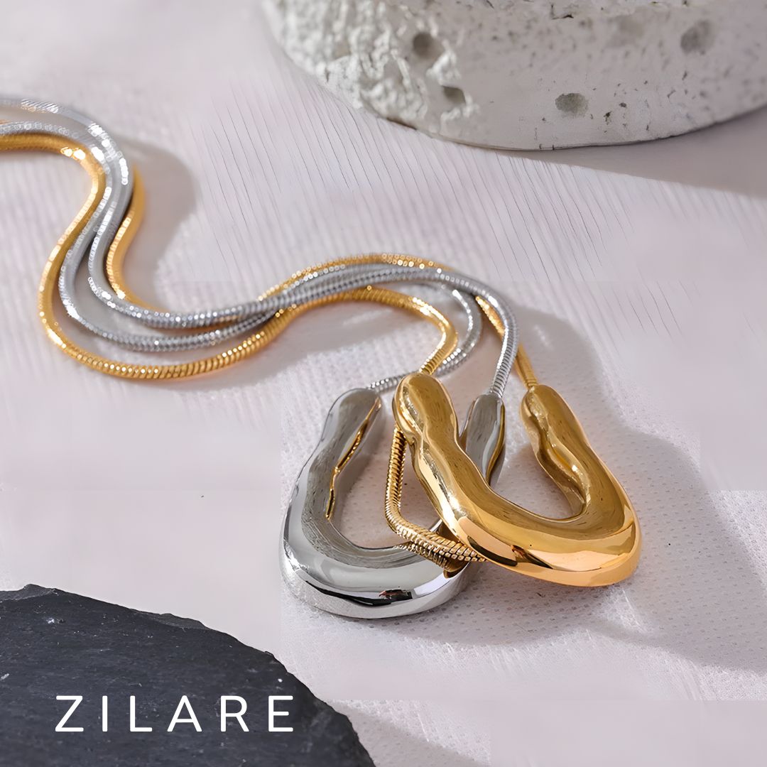 Collar Dorado de Una Sola Pieza con Diseño Escultural Isla