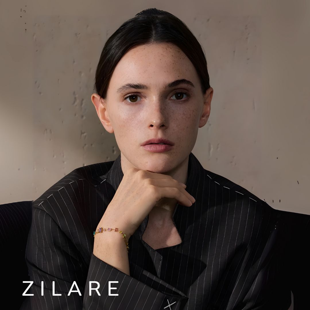 Pulsera bañada en oro 18k con piedras coloridas Aitana