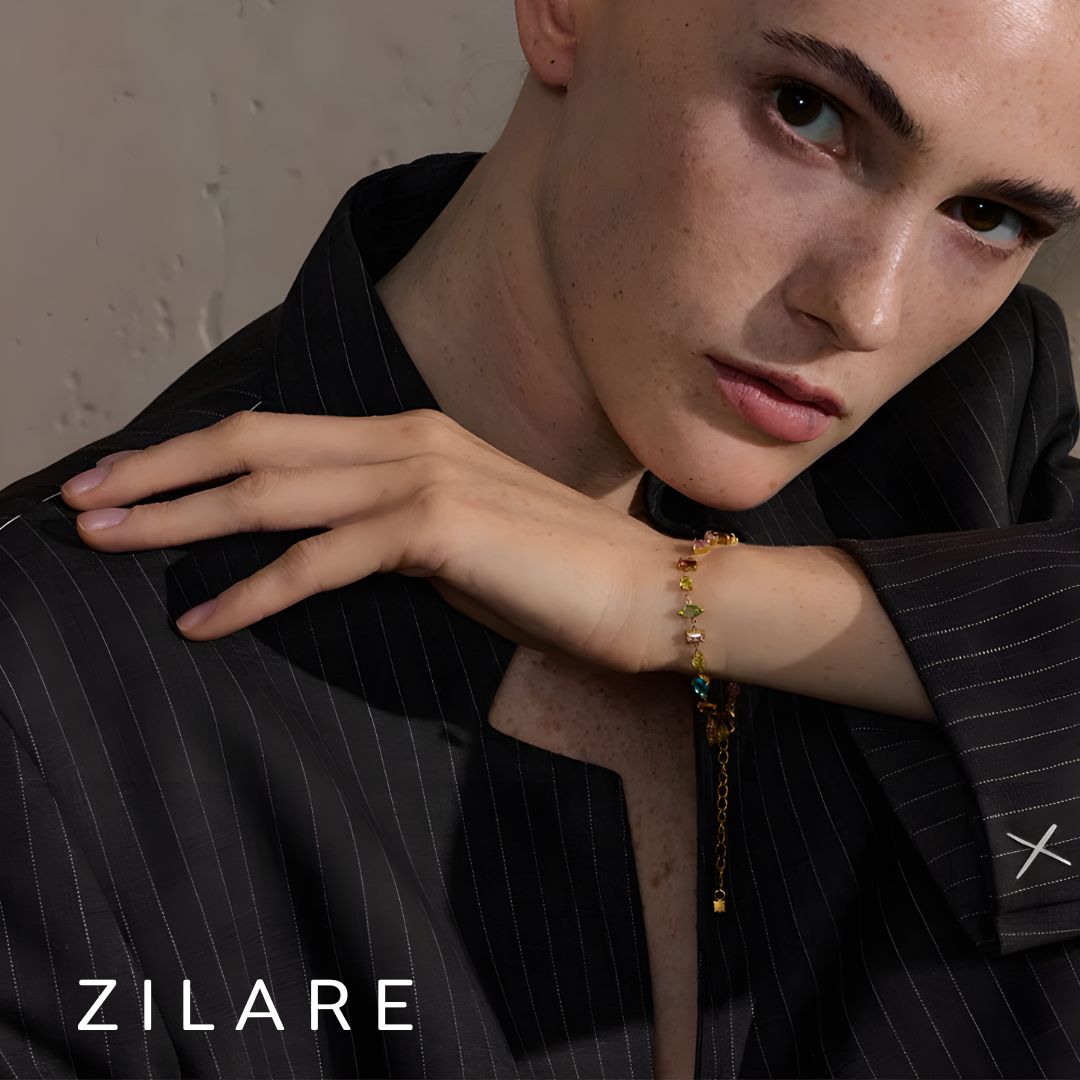 Pulsera bañada en oro 18k con piedras coloridas Aitana