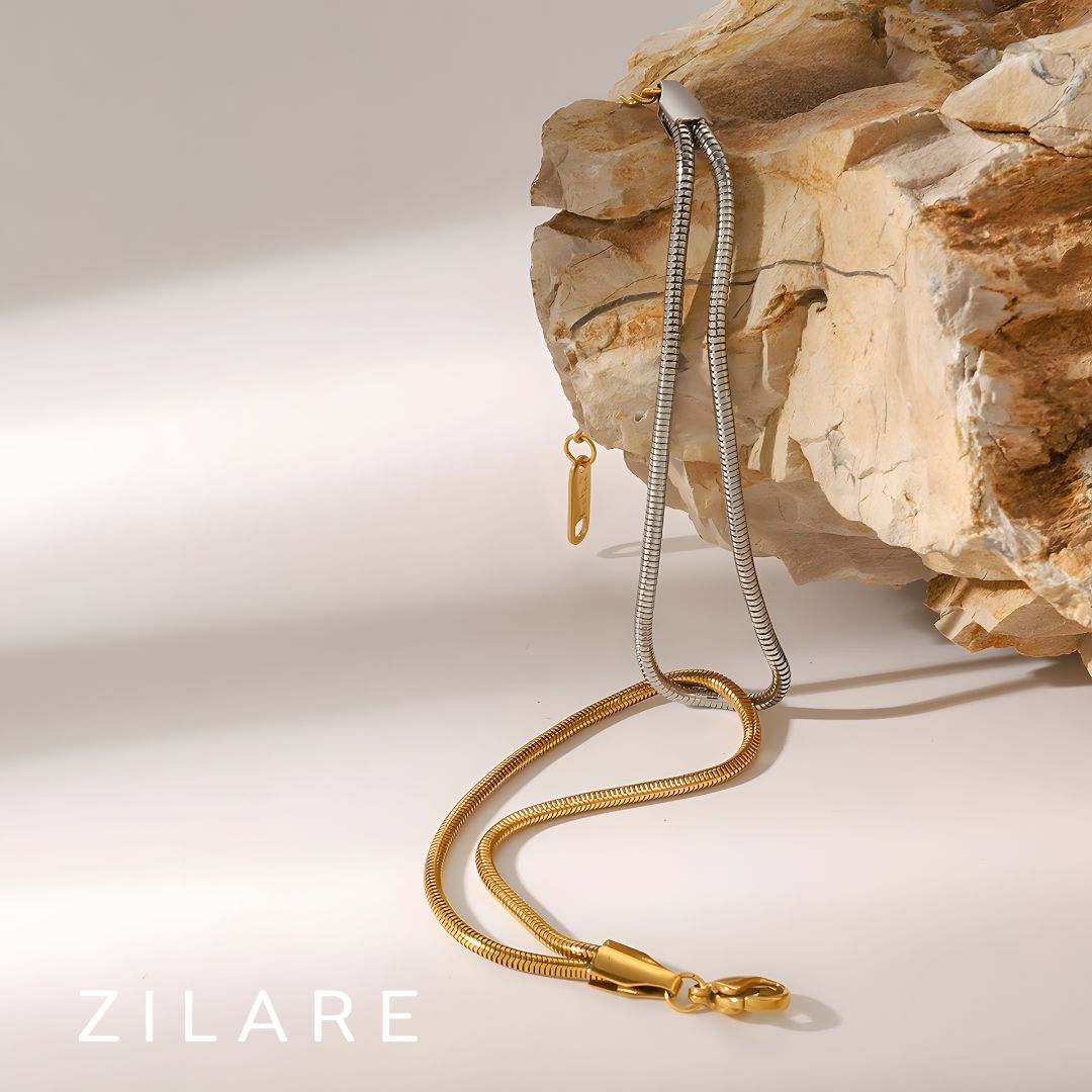 Pulsera elegante bicolor dorada y plateada bañada en oro 18k Nere