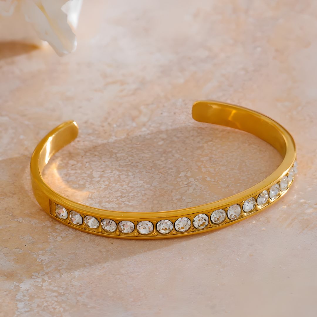 Pulsera dorada bañada en oro 18k con brillantes Dafne