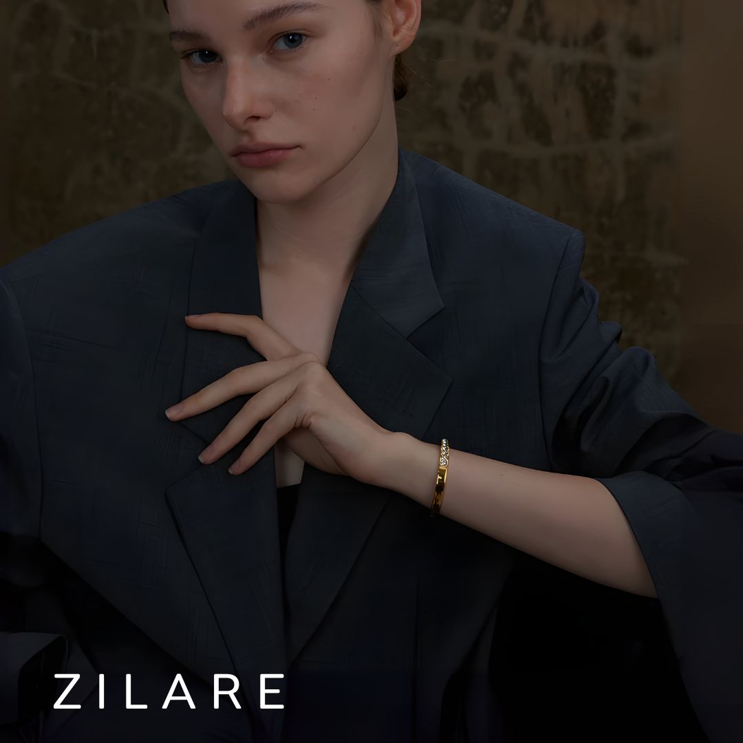 Pulsera dorada bañada en oro 18k con brillantes Dafne