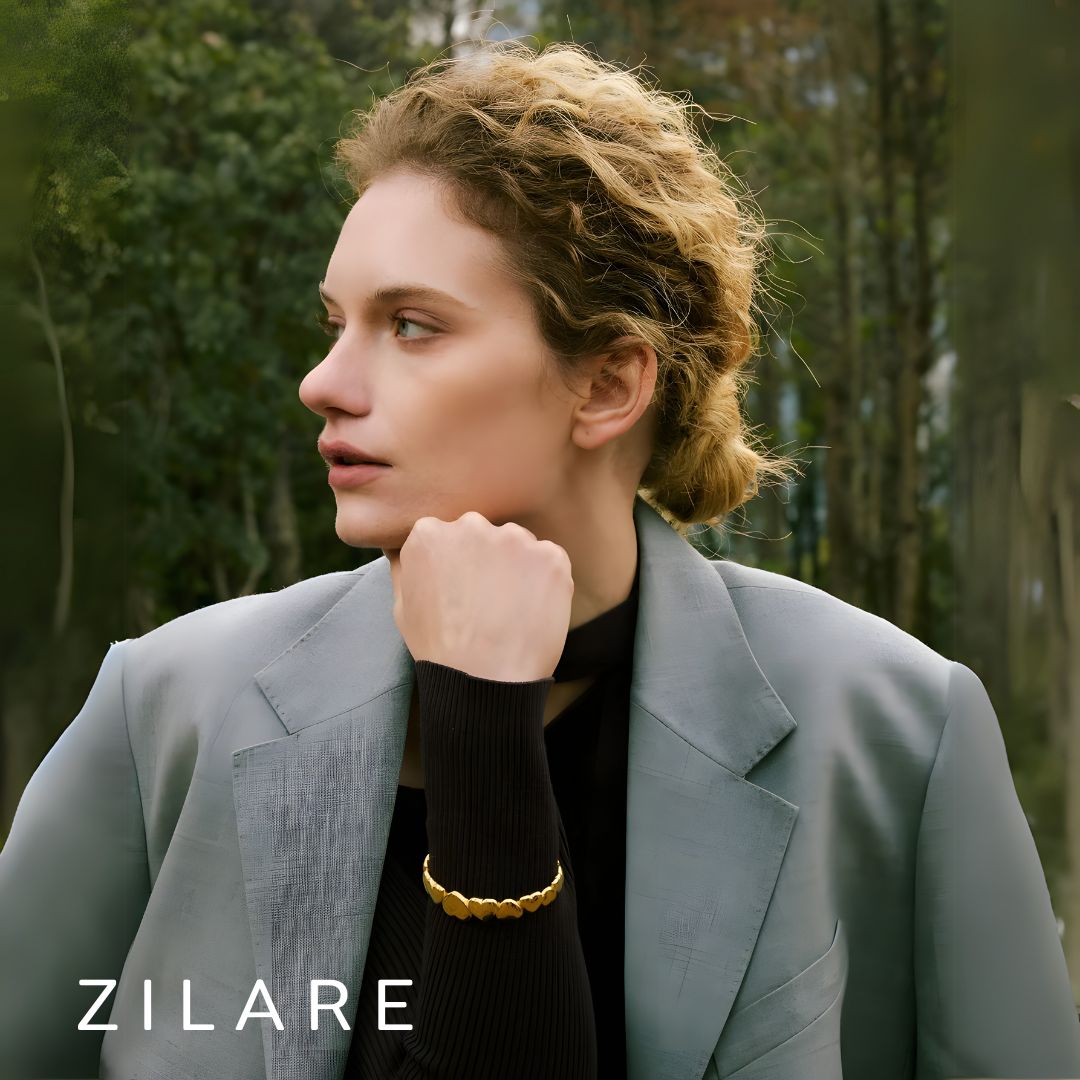 Pulsera Dorada Corazones Moderna Bañada en Oro 18k Camila