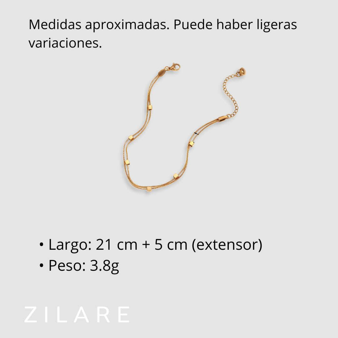 Pulsera dorada doble elegante con baño de oro 18k Leira