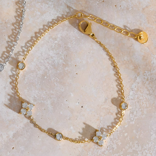 Pulsera dorada con circonias bañada en oro 18k Mirta