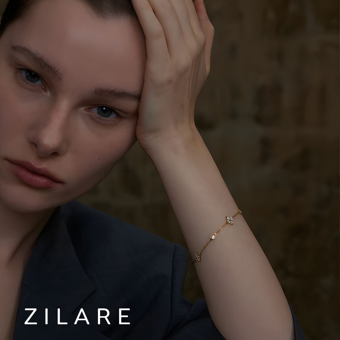 Pulsera dorada con circonias bañada en oro 18k Mirta