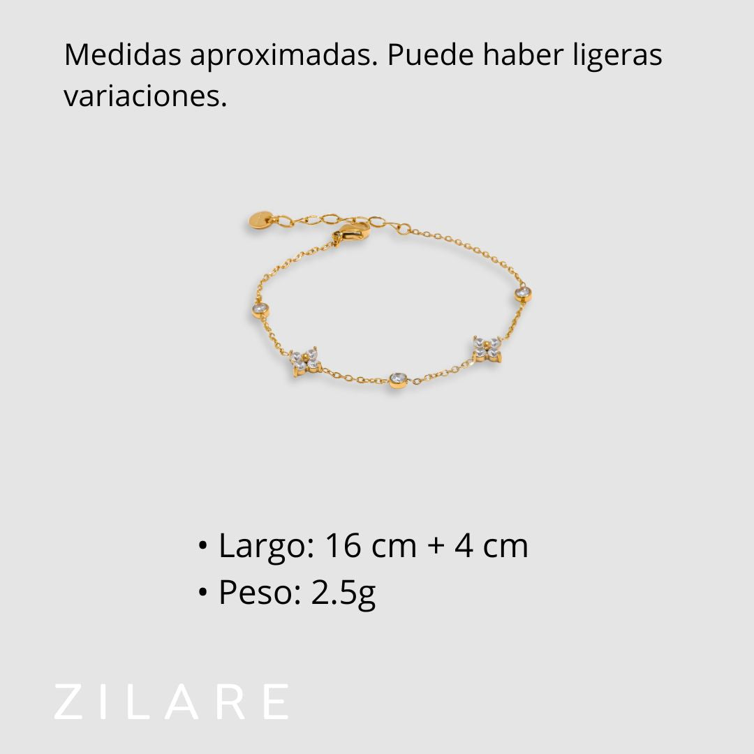 Pulsera dorada con circonias bañada en oro 18k Mirta