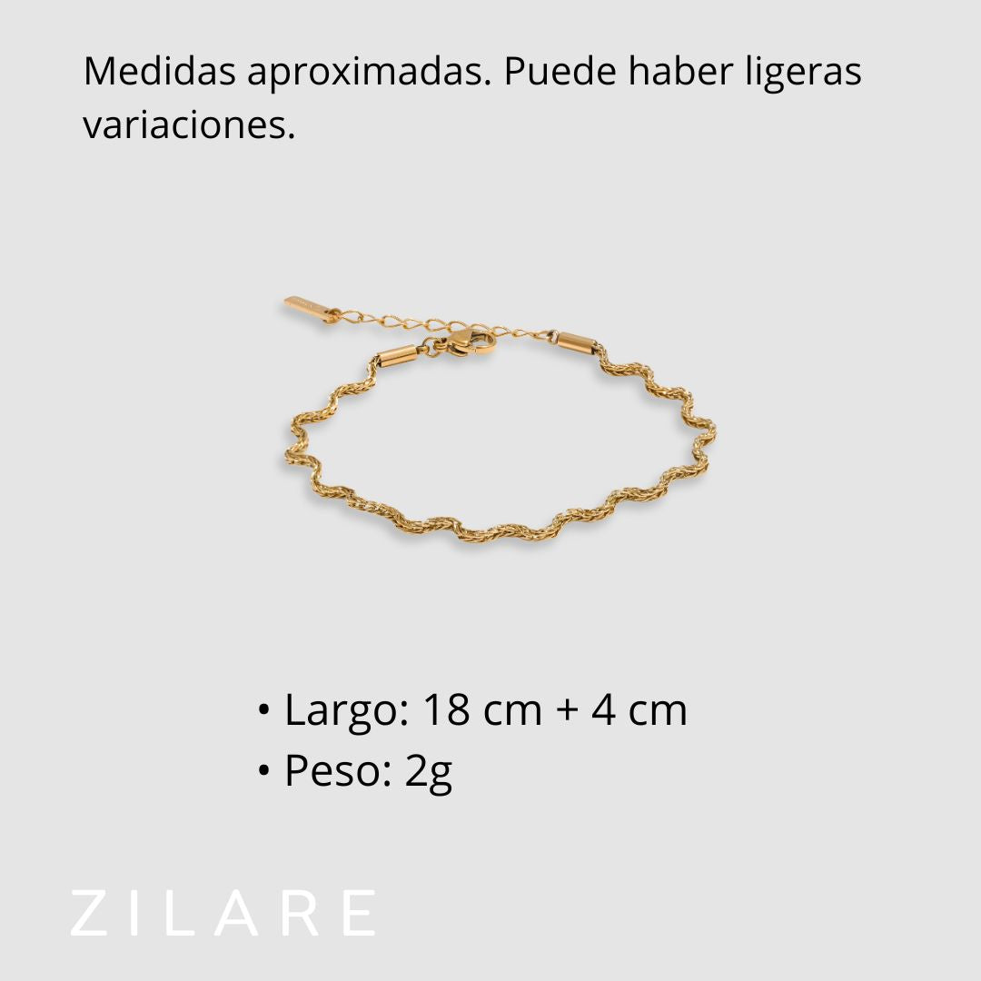Pulsera ondulada dorada moderna bañada en oro 18k Abril