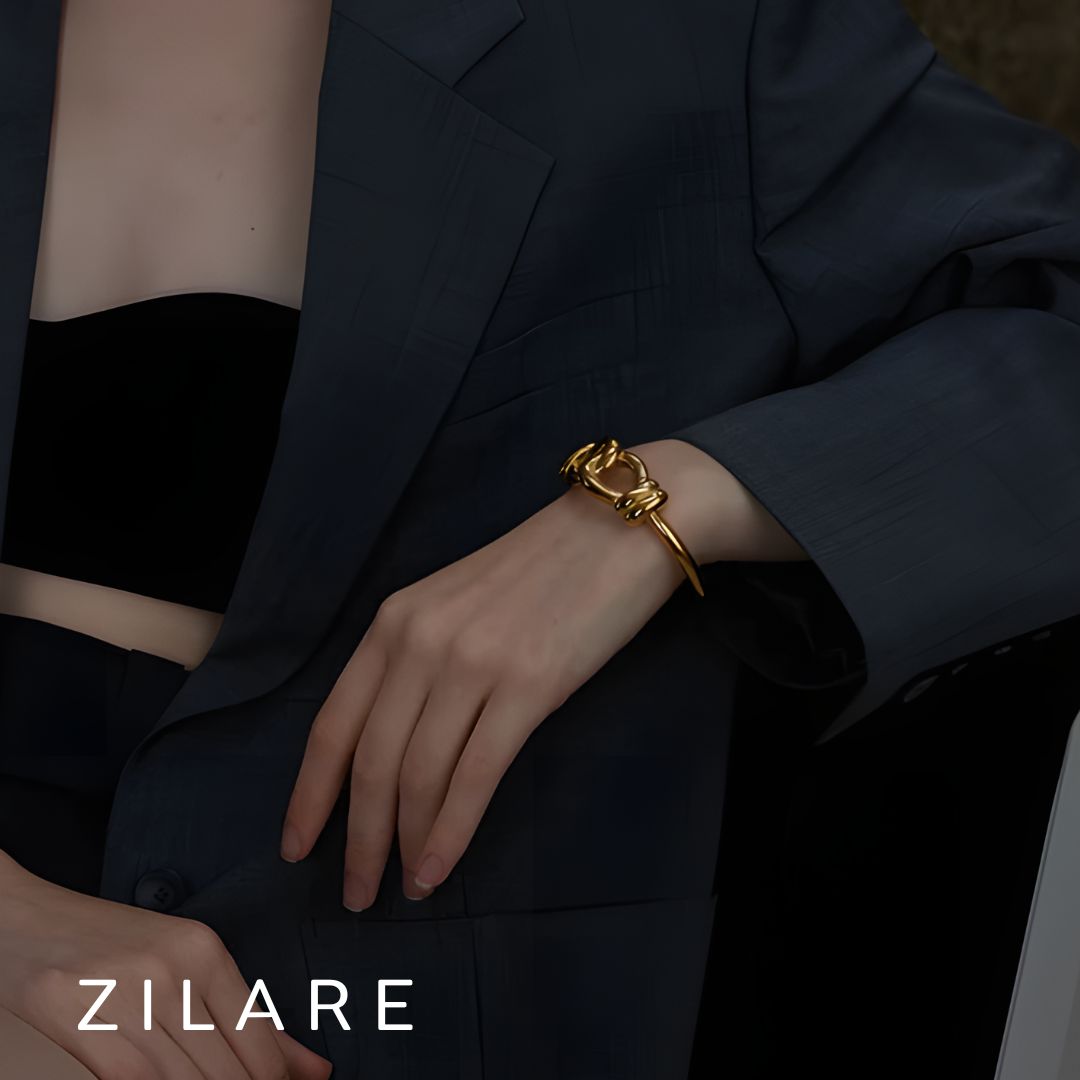 Pulsera dorada con eslabón moderno bañada en oro 18k Pilar