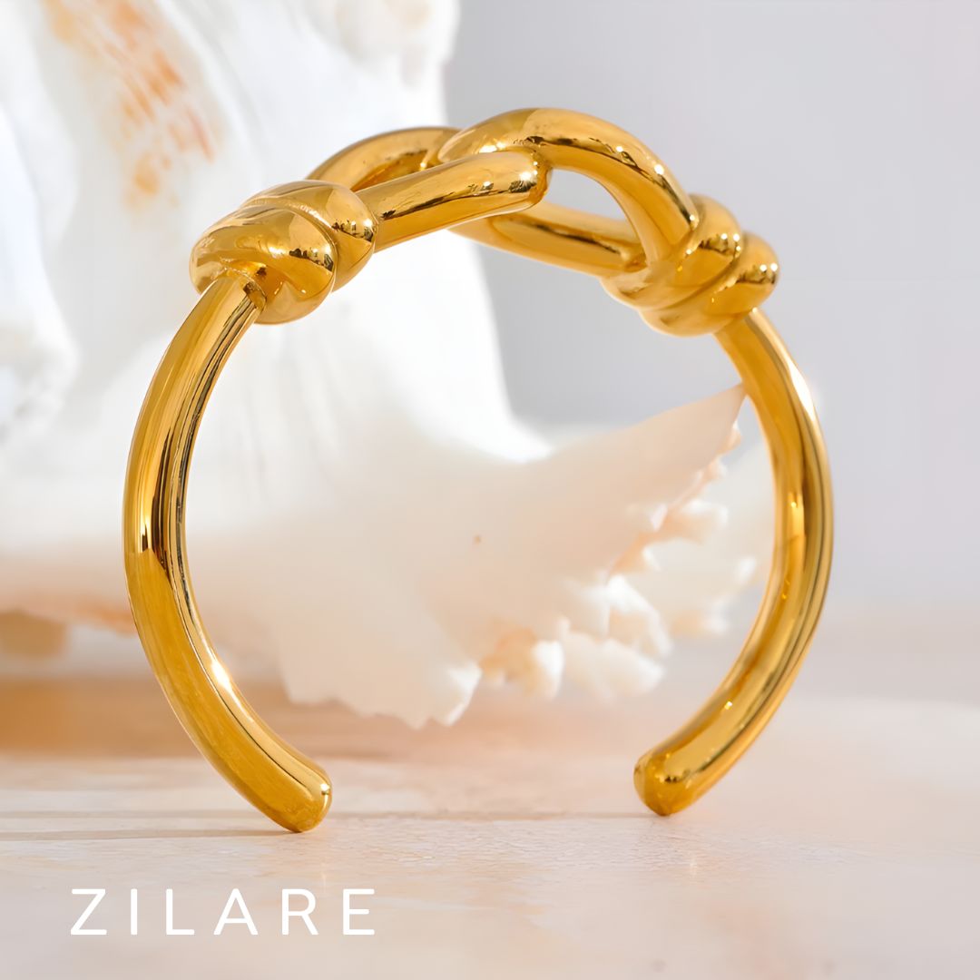 Pulsera dorada con eslabón moderno bañada en oro 18k Pilar