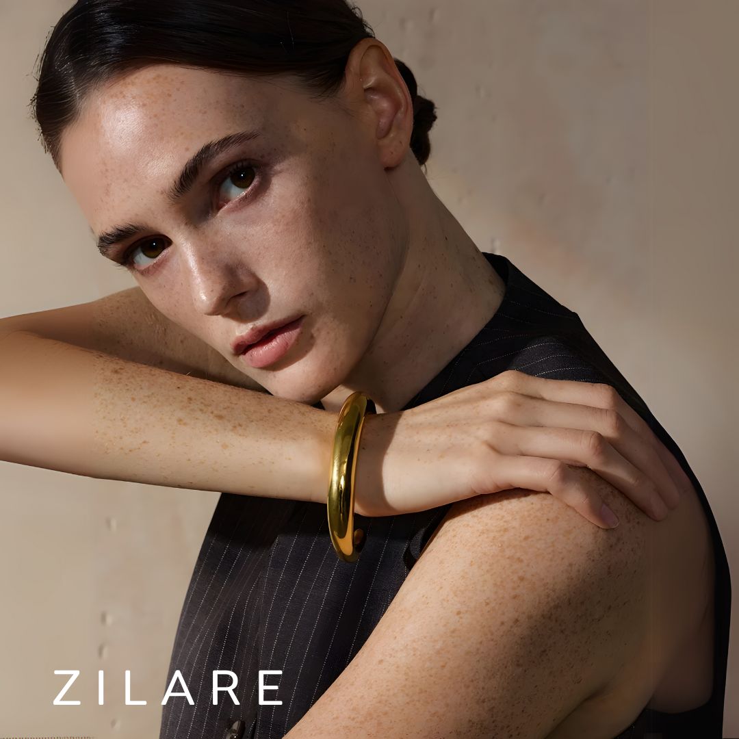 Pulsera Dorada Lisa Elegante Bañada en Oro 18k Renata