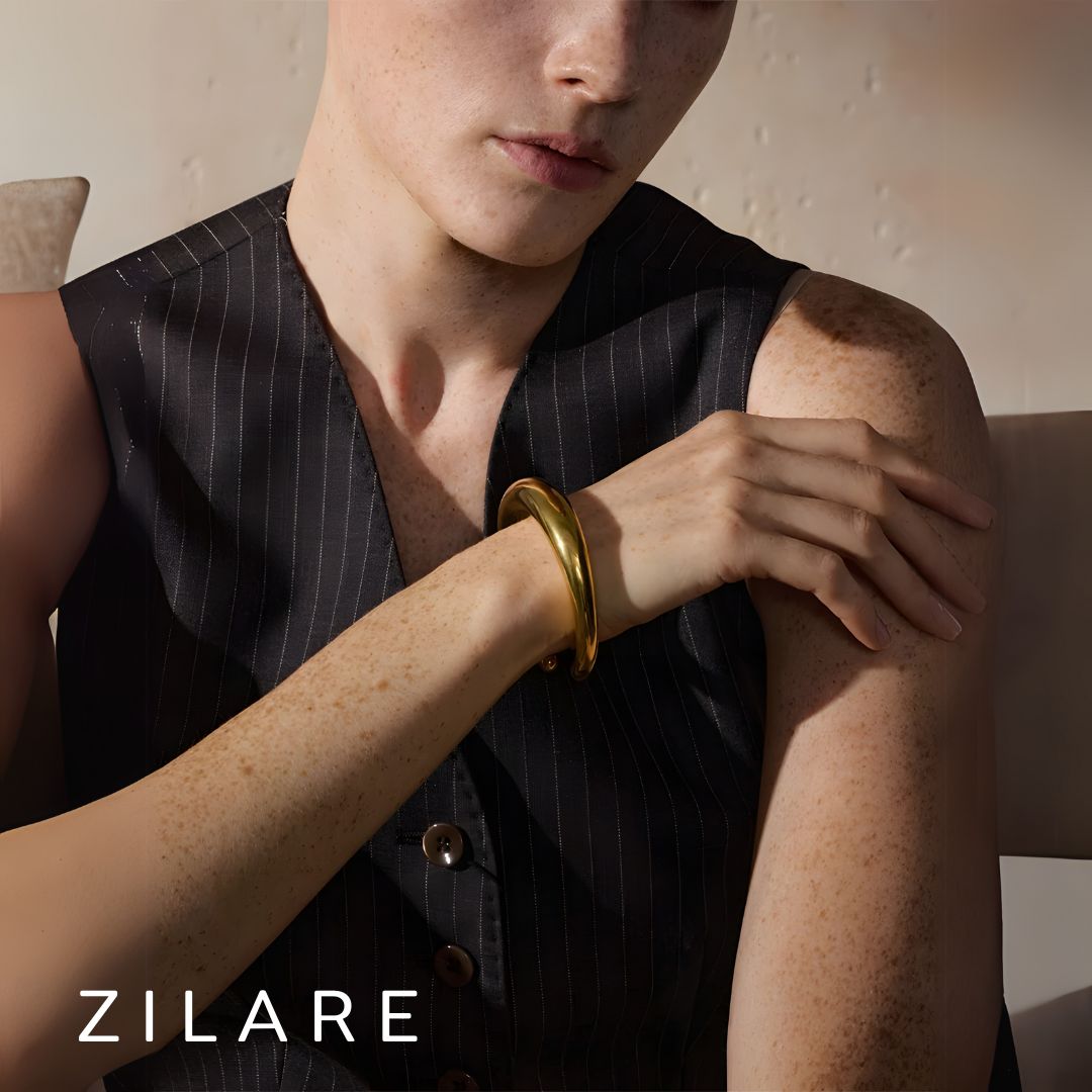 Pulsera Dorada Lisa Elegante Bañada en Oro 18k Renata