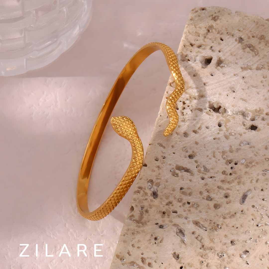 Pulsera serpiente dorada elegante baño de oro 18k Maricel