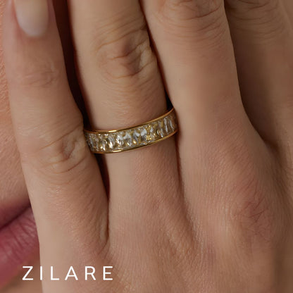 Anillo bañado en oro 18k elegante y moderno para mujer Naima