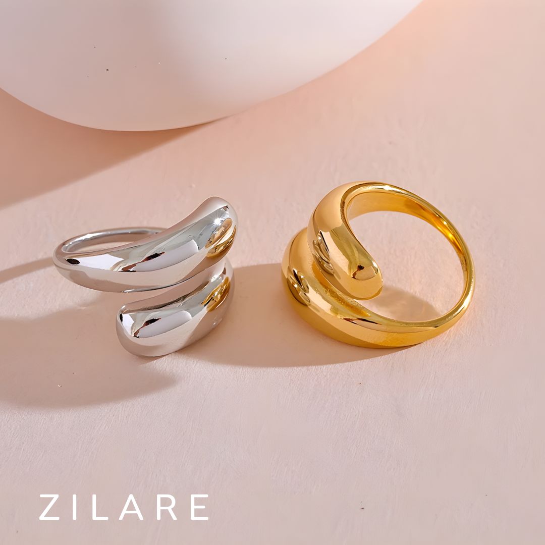 Anillo dorado bañado oro 18k sofisticado y atrevido Nadia