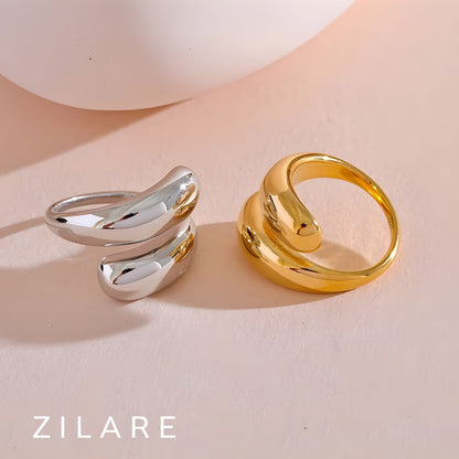 Anillo dorado bañado oro 18k sofisticado y atrevido Nadia