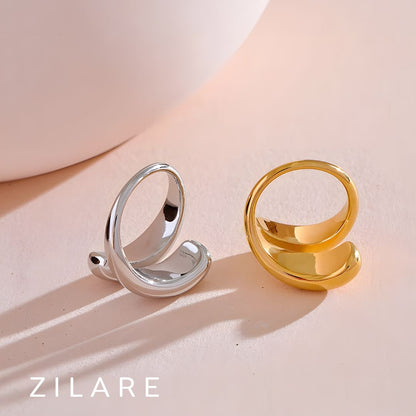 Anillo dorado bañado oro 18k sofisticado y atrevido Nadia