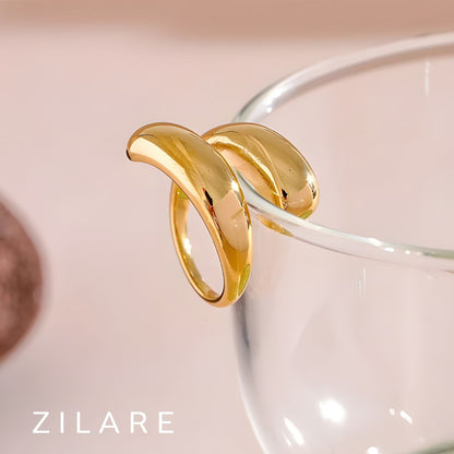 Anillo dorado bañado oro 18k sofisticado y atrevido Nadia